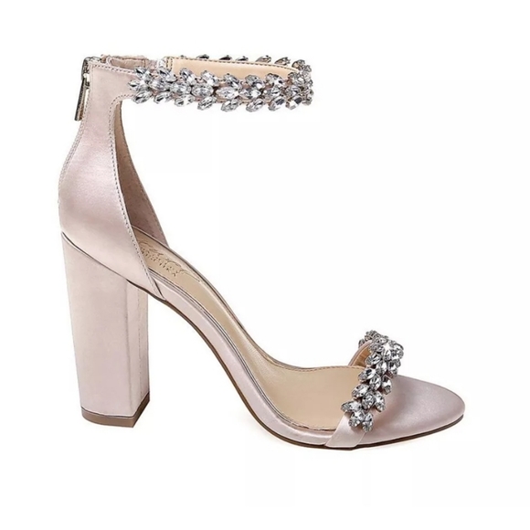 🆕️ Jewel Badgley Miscka Mayra Ankle Strap Sandals block heel - Champagne - 8 - Picture 2 of 14